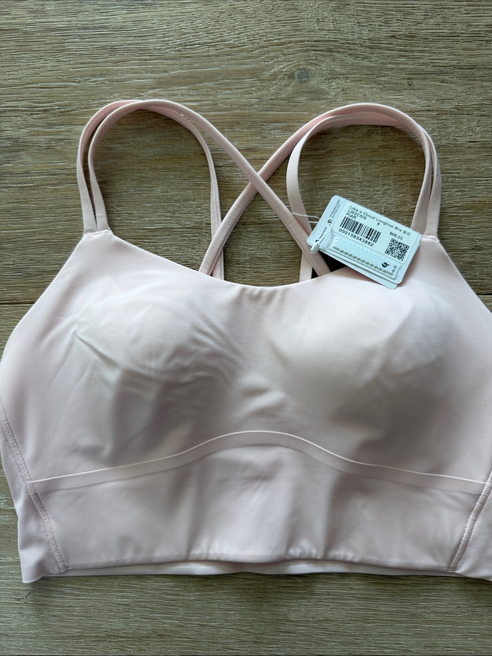 Lululemon light Pink Women's Longline Bra with Cross-Back Straps